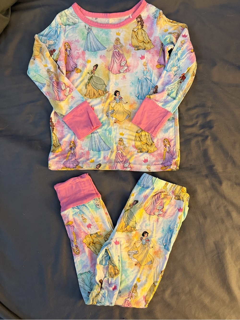 Little Snuggles Disney Princess Long Sleeve Pants PJ Set Size 3 GUC